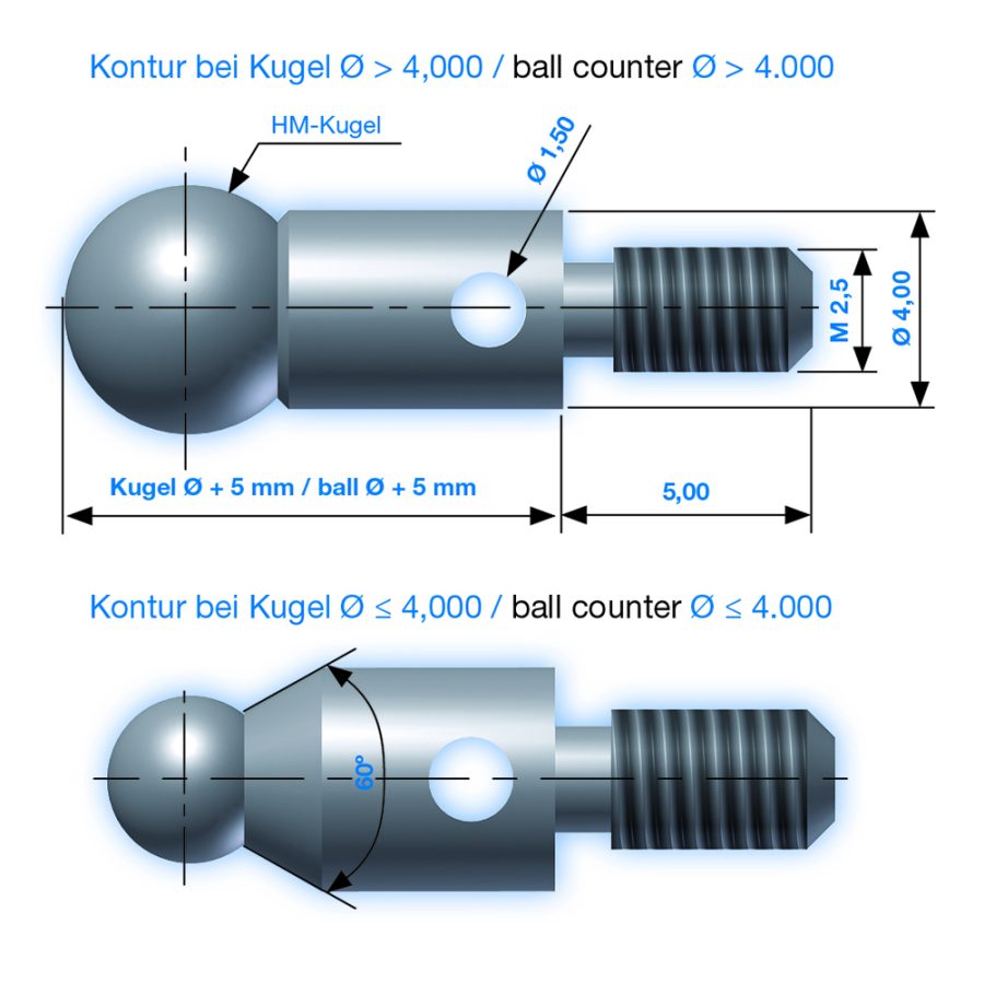 DIATEST ball inserts and roller anvils